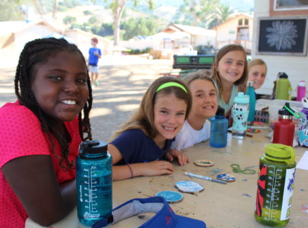 girls at summer camp doing arts and crafts