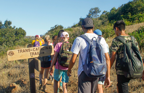 campers walking through the trans-Catalina trail