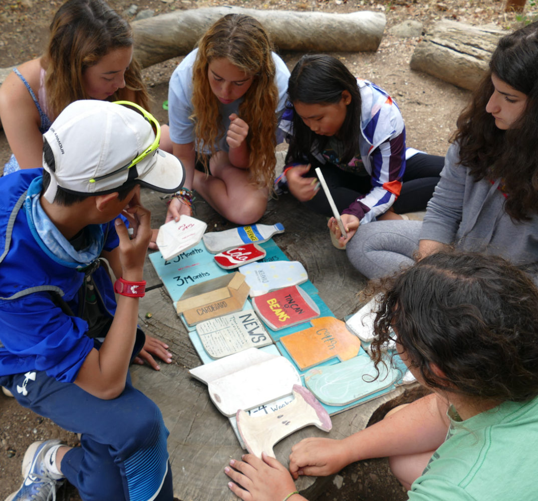 campers working on a project together