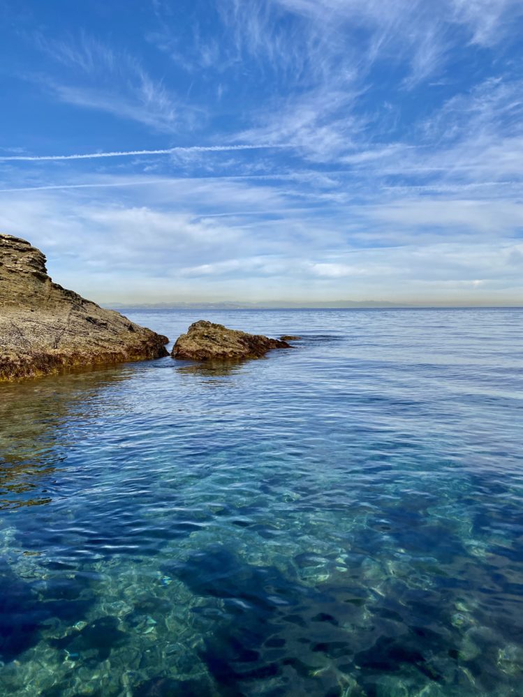 beautiful blue ocean water and blue sky